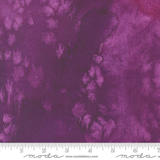 Image of Fleur The Love Flow Plum quilting cotton fabric by Create Joy Project for Moda Fabrics. Features printed watercolor texture on a purple background. Cute Little Fabric Shop.