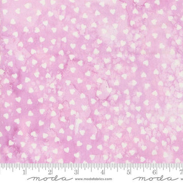 Image of Fleur The Love Sweetheart Lavender quilting cotton fabric by Create Joy Project for Moda Fabrics. Features hearts on a purple background. Cute Little Fabric Shop.