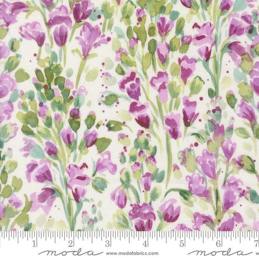 Image of Fleur The Love Cherish Cloud quilting cotton fabric by Create Joy Project for Moda Fabrics. Features flowers on a white background. Cute Little Fabric Shop.
