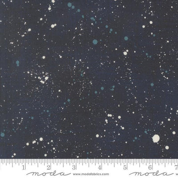 Image of Data Space Hawking quilting cotton fabric by Janet Clare for Moda Fabrics. Features stars on a blue background. Cute Little Fabric Shop.