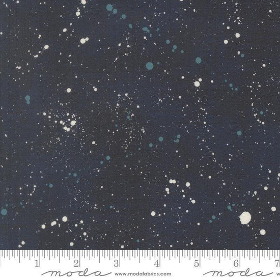 Image of Data Space Hawking quilting cotton fabric by Janet Clare for Moda Fabrics. Features stars on a blue background. Cute Little Fabric Shop.
