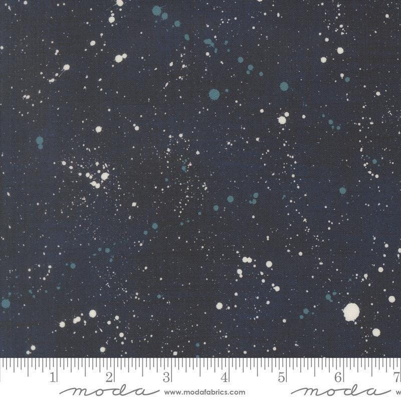 Image of Data Space Hawking quilting cotton fabric by Janet Clare for Moda Fabrics. Features stars on a blue background. Cute Little Fabric Shop.
