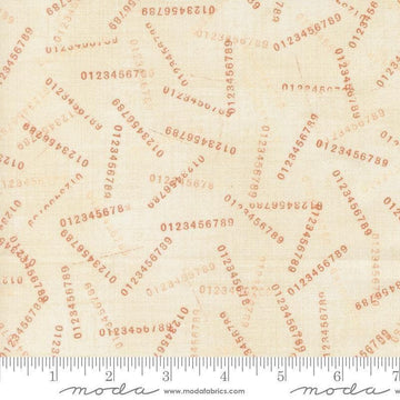 Image of Data Digits Lovelace quilting cotton fabric by Janet Clare for Moda Fabrics. Features numbers on a cream background. Cute Little Fabric Shop.