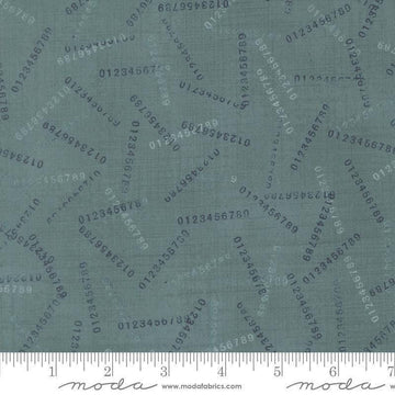 Image of Data Digits Turing quilting cotton fabric by Janet Clare for Moda Fabrics. Features numbers on a blue background. Cute Little Fabric Shop.