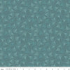 Image of Secret Garden Ginkgos Teal quilting cotton fabric by Amanda Castor for Riley Blake Designs. Features leaves on a blue background. Cute Little Fabric Shop.