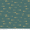 Image of Secret Garden Moon Phases Teal quilting cotton fabric by Amanda Castor for Riley Blake Designs. Features moons on a blue background. Cute Little Fabric Shop.