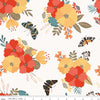 Image of Secret Garden Main Cloud quilting cotton fabric by Amanda Castor for Riley Blake Designs. Features flowers on a white background. Cute Little Fabric Shop.