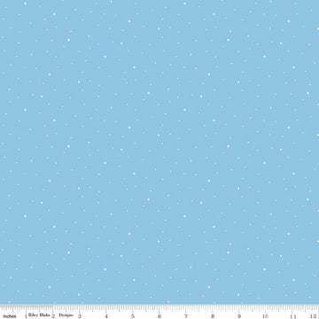 Image of Dapple Dot Boy Blue quilting cotton fabric by The RBD Designers for Riley Blake Designs. Features polka dots on a blue background. Cute Little Fabric Shop.