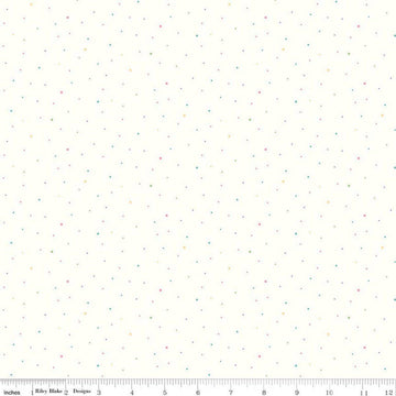 Image of Dapple Dot on Off White Pastel quilting cotton fabric by The RBD Designers for Riley Blake Designs. Features polka dots on a cream background. Cute Little Fabric Shop.