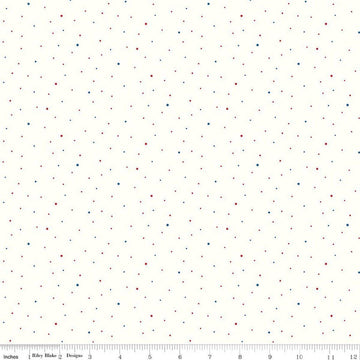 Image of Dapple Dot on Off White Patriotic quilting cotton fabric by The RBD Designers for Riley Blake Designs. Features polka dots on a cream background. Cute Little Fabric Shop.