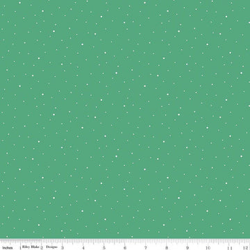 Image of Dapple Dot Alpine quilting cotton fabric by The RBD Designers for Riley Blake Designs. Features polka dots on a green background. Cute Little Fabric Shop.