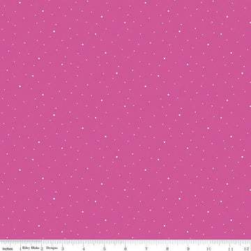 Image of Dapple Dot Passion quilting cotton fabric by The RBD Designers for Riley Blake Designs. Features polka dots on a pink background. Cute Little Fabric Shop.