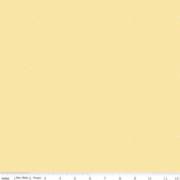 Image of Dapple Dot Sunshine quilting cotton fabric by The RBD Designers for Riley Blake Designs. Features polka dots on a yellow background. Cute Little Fabric Shop.