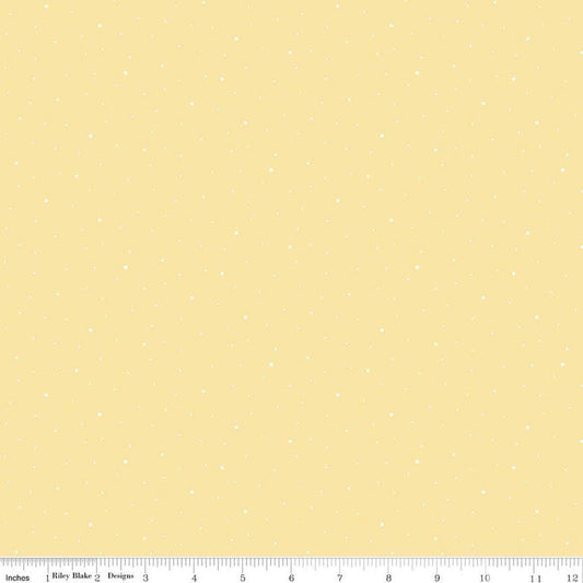 Image of Dapple Dot Sunshine quilting cotton fabric by The RBD Designers for Riley Blake Designs. Features polka dots on a yellow background. Cute Little Fabric Shop.