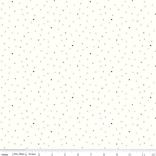 Image of Dapple Dot on Off White Halloween quilting cotton fabric by The RBD Designers for Riley Blake Designs. Features polka dots on a cream background. Cute Little Fabric Shop.
