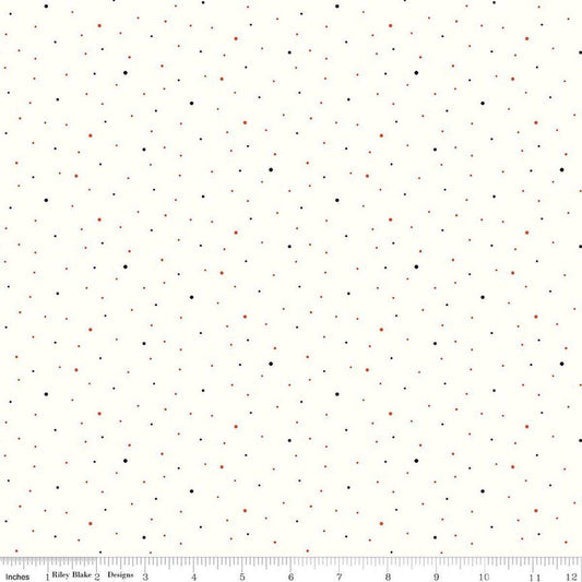 Image of Dapple Dot on Off White Halloween quilting cotton fabric by The RBD Designers for Riley Blake Designs. Features polka dots on a cream background. Cute Little Fabric Shop.
