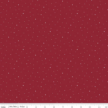 Image of Dapple Dot Dahlia quilting cotton fabric by The RBD Designers for Riley Blake Designs. Features polka dots on a red background. Cute Little Fabric Shop.