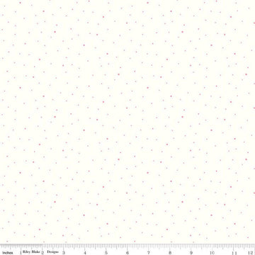 Image of Dapple Dot on Off White Peony quilting cotton fabric by The RBD Designers for Riley Blake Designs. Features polka dots on a cream background. Cute Little Fabric Shop.