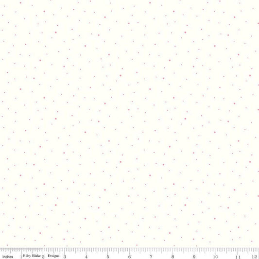 Image of Dapple Dot on Off White Peony quilting cotton fabric by The RBD Designers for Riley Blake Designs. Features polka dots on a cream background. Cute Little Fabric Shop.