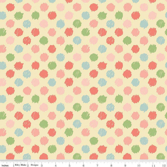 Image of Flannel Love You to the Moon Dots Sunshine flannel cotton fabric by Echo Park Paper Co for Riley Blake Designs. Features polka dots on a yellow background. Cute Little Fabric Shop.