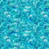 Image of Into the Deep Ocean Blender Turquoise quilting cotton fabric by Morris Creative Group for QT Fabrics. Features sharks on a blue background. Cute Little Fabric Shop.