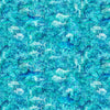 Image of Into the Deep Ocean Blender Turquoise quilting cotton fabric by Morris Creative Group for QT Fabrics. Features sharks on a blue background. Cute Little Fabric Shop.