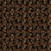 Image of Vivace Musical Flourish Espresso quilting cotton fabric by Morris Creative Group for QT Fabrics. Features spirals on a brown background. Cute Little Fabric Shop.