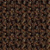 Image of Vivace Musical Flourish Espresso quilting cotton fabric by Morris Creative Group for QT Fabrics. Features spirals on a brown background. Cute Little Fabric Shop.