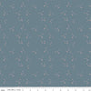 Image of Petals & Hazel Scatter Blue quilting cotton fabric by Simple Simon & Company for Riley Blake Designs. Features stars on a blue background. Cute Little Fabric Shop.