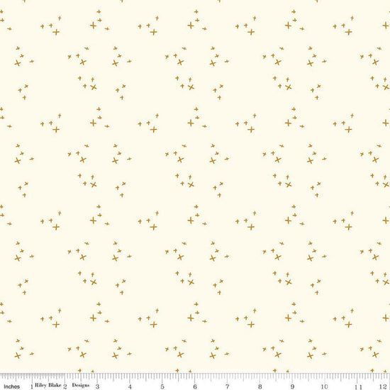 Image of Petals & Hazel Scatter Cream quilting cotton fabric by Simple Simon & Company for Riley Blake Designs. Features stars on a cream background. Cute Little Fabric Shop.