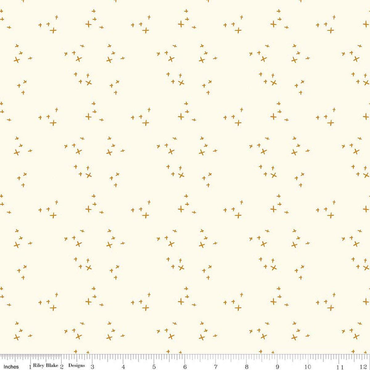 Image of Petals & Hazel Scatter Cream quilting cotton fabric by Simple Simon & Company for Riley Blake Designs. Features stars on a cream background. Cute Little Fabric Shop.
