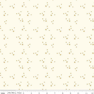 Image of Petals & Hazel Scatter Cream quilting cotton fabric by Simple Simon & Company for Riley Blake Designs. Features stars on a cream background. Cute Little Fabric Shop.