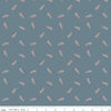 Image of Petals & Hazel Toss Blue quilting cotton fabric by Simple Simon & Company for Riley Blake Designs. Features leaves on a blue background. Cute Little Fabric Shop.