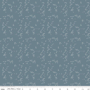 Image of Petals & Hazel Hearts Blue quilting cotton fabric by Simple Simon & Company for Riley Blake Designs. Features hearts on a blue background. Cute Little Fabric Shop.