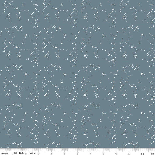 Image of Petals & Hazel Hearts Blue quilting cotton fabric by Simple Simon & Company for Riley Blake Designs. Features hearts on a blue background. Cute Little Fabric Shop.