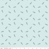 Image of Petals & Hazel Toss Powder quilting cotton fabric by Simple Simon & Company for Riley Blake Designs. Features leaves on a blue background. Cute Little Fabric Shop.