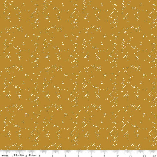 Image of Petals & Hazel Hearts Butterscotch quilting cotton fabric by Simple Simon & Company for Riley Blake Designs. Features hearts on a gold background. Cute Little Fabric Shop.