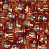Image of Book Club Wine & Books Burnt Umber quilting cotton fabric by Morris Creative Group for QT Fabrics. Features books on a red background. Cute Little Fabric Shop.