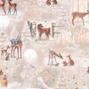 Image of Woodland Wonder Deer Scenic Taupe flannel cotton fabric by Sarah Summers for QT Fabrics. Features deer on a beige background. Cute Little Fabric Shop.