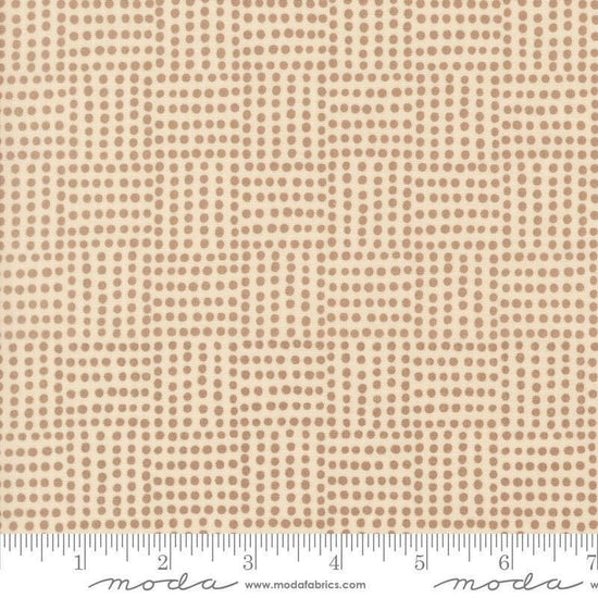 Image of Natures Sketchbook Dots Pearl Pebble quilting cotton fabric by Elena Amo for Moda Fabrics. Features polka dots on a cream background. Cute Little Fabric Shop.