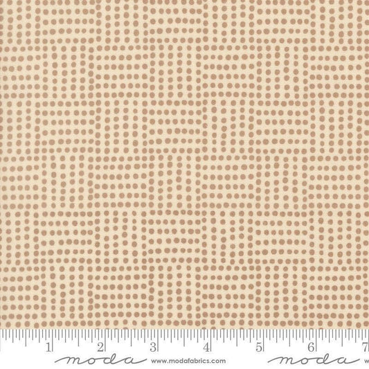 Image of Natures Sketchbook Dots Pearl Pebble quilting cotton fabric by Elena Amo for Moda Fabrics. Features polka dots on a cream background. Cute Little Fabric Shop.