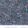 Image of Natures Sketchbook Leaves and Berries Twilight quilting cotton fabric by Elena Amo for Moda Fabrics. Features leaves and berries on a blue background. Cute Little Fabric Shop.