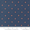 Image of Natures Sketchbook Mushroom and Grid Twilight quilting cotton fabric by Elena Amo for Moda Fabrics. Features mushrooms on a blue background. Cute Little Fabric Shop.