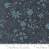 Image of Feather and Forest Bloom Pollen Sprinkles Midnight quilting cotton fabric by Linn Warme for Moda Fabrics. Features flowers on a blue background. Cute Little Fabric Shop.