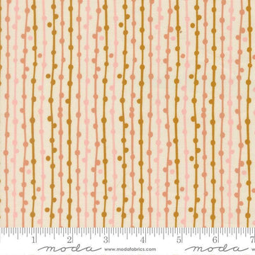 Image of Feather and Forest Bloom String of Pearls Cloud quilting cotton fabric by Linn Warme for Moda Fabrics. Features stripes on a cream background. Cute Little Fabric Shop.