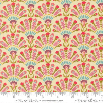 Image of Sitara Opaline Cream quilting cotton fabric by Crystal Manning for Moda Fabrics. Features flowers on a cream background. Cute Little Fabric Shop.
