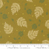 Image of Sitara Paisley Leaf Olive quilting cotton fabric by Crystal Manning for Moda Fabrics. Features leaves on a green background. Cute Little Fabric Shop.