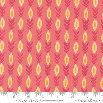 Image of Sitara Vines Rose quilting cotton fabric by Crystal Manning for Moda Fabrics. Features flowers on a pink background. Cute Little Fabric Shop.