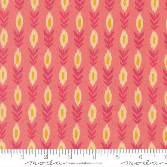 Image of Sitara Vines Rose quilting cotton fabric by Crystal Manning for Moda Fabrics. Features flowers on a pink background. Cute Little Fabric Shop.