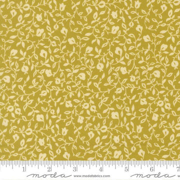 Image of Sitara Affinity Pesto quilting cotton fabric by Crystal Manning for Moda Fabrics. Features flowers on a green background. Cute Little Fabric Shop.